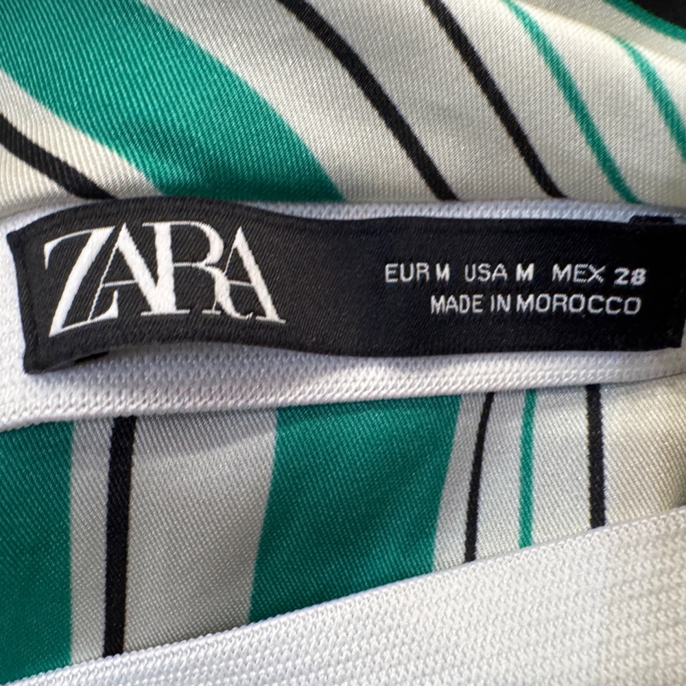 Zara Emerald and White Striped Maxi Skirt- Medium